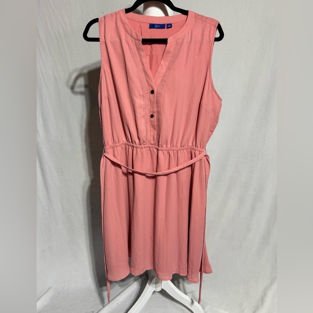 Apt. 9 NWOT Coral Belted Buttoned Peplum Midi Dress Size L